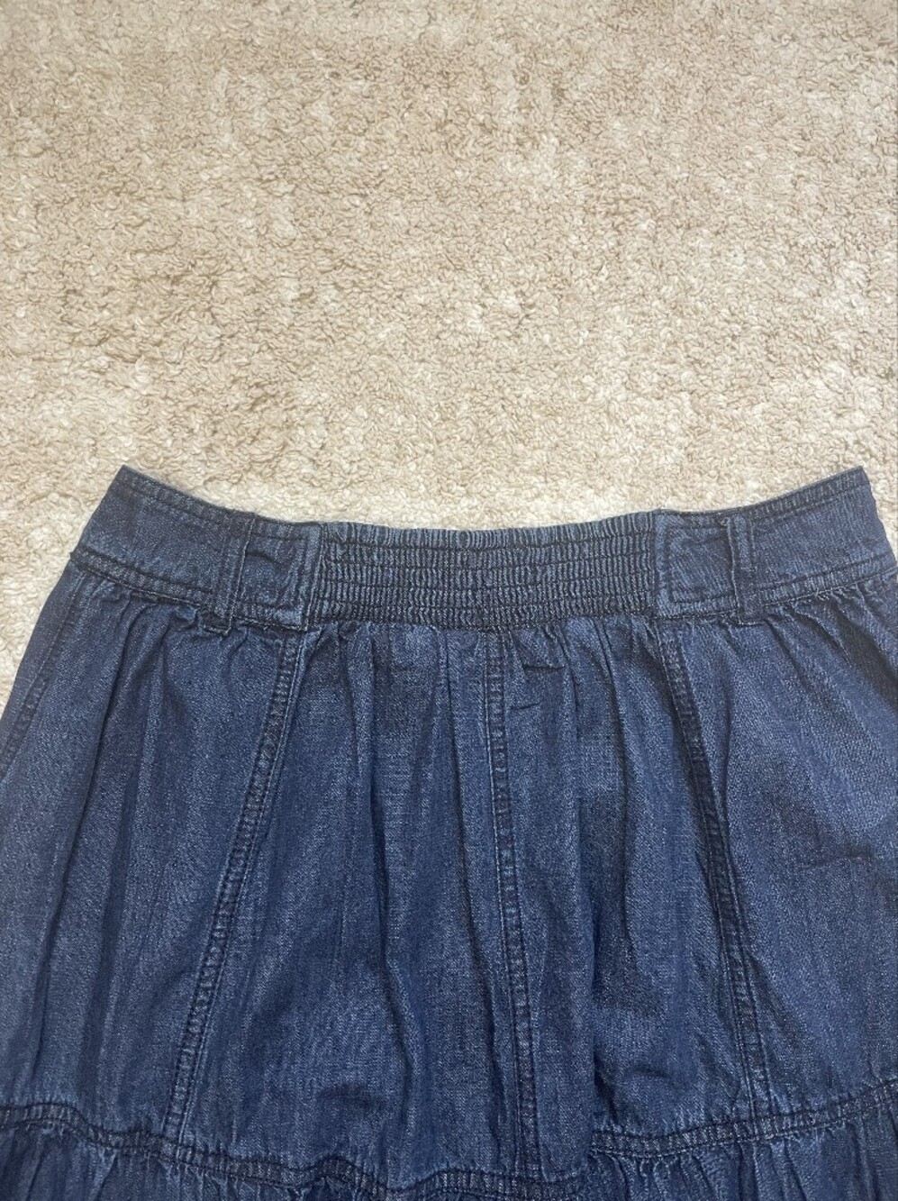 Pilcro 100% Cotton Dark Indigo Tiered Denim Maxi Skirt Size M - Picture 11 of 14